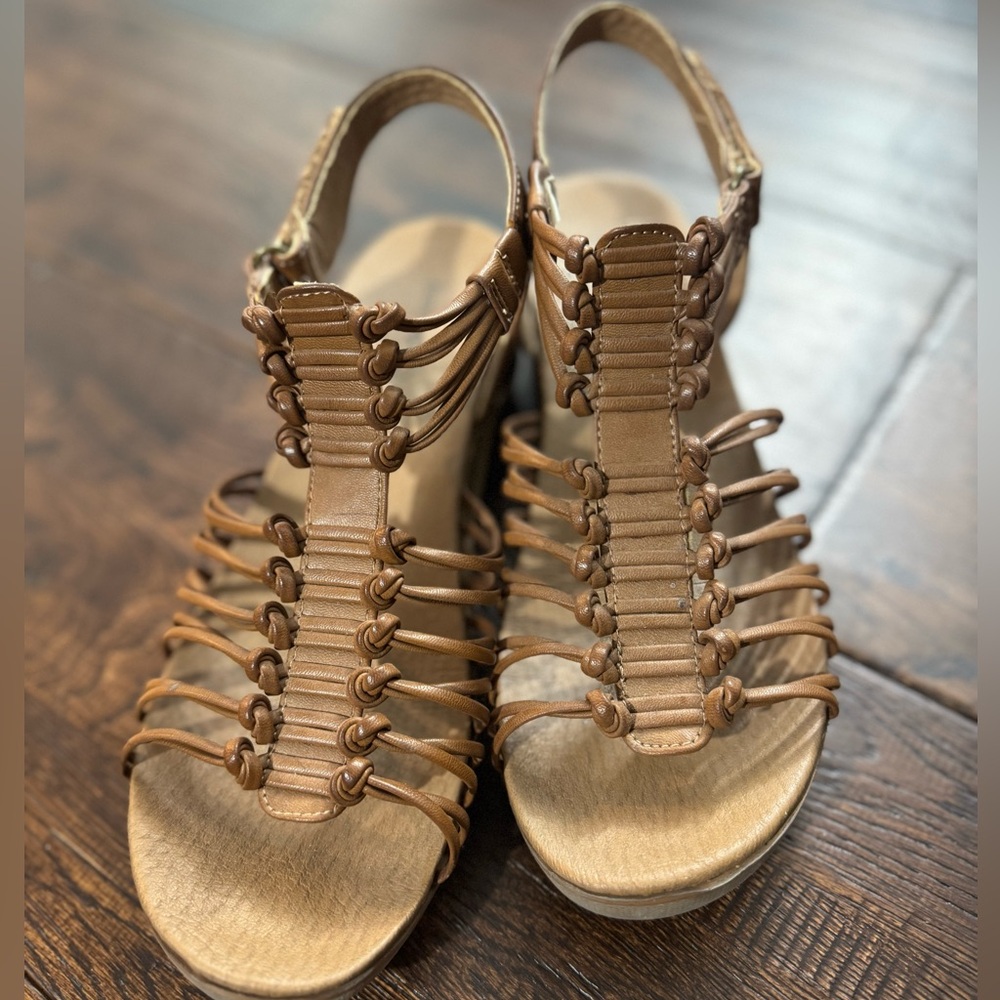 BareTraps Carrie Brown Wedge Sandals Size 9